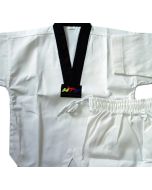 White Uniform Black V-Neck